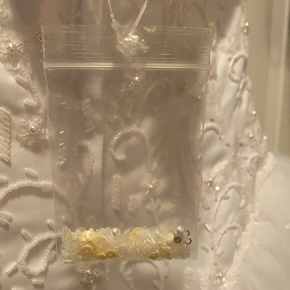 David's Bridal White Strapless Tulle Ball Gown - Picture 9 of 9